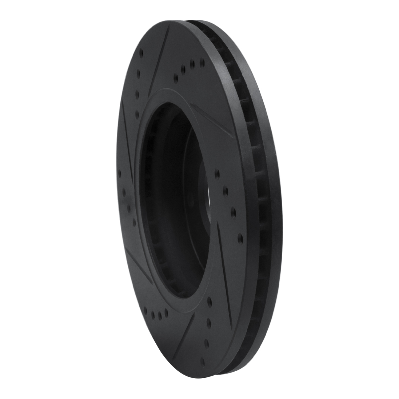 Hyundai Santa Fe Brake Rotor (1) - Front Right - R1 Concepts - Drilled & Slotted - Black - `01-`05